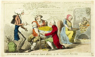 Le Dr Sangrado soulage John Bull de la fièvre jaune - Isaac Cruikshank