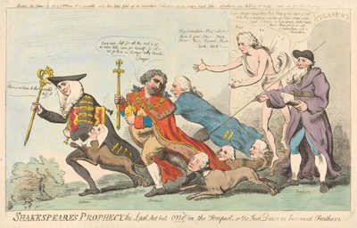 Shakespeares Prophezeiung, der letzte Akt von einem in Der Sturm, oder die Dohle in geliehenen Federn (aus: Karikatur, Bd. 3) - Isaac Cruikshank