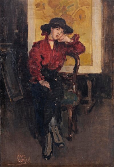 Une dame élégante posant devant les tournesols de Vincent van Gogh, vers 1916-20 - Isaac Israels