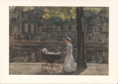 Servante avec landau sur le Keizersgracht - Isaac Israels