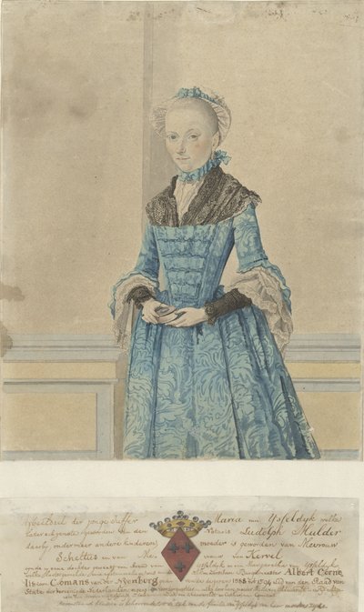 Portrait de Maria van IJsseldijk, debout en pied - Isaac Lodewijk la Fargue van Nieuwland