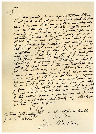 Lettre de Sir Isaac Newton à William Briggs, 20 juin 1682 - Isaac Newton