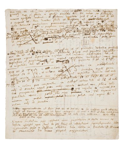 Deux pages de révisions des Principia Mathematica - Isaac Newton