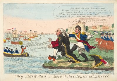 Boney Stark Mad ou Plus de navires, colonies et commerce, pub. 1808 - Isaac Robert Cruikshank