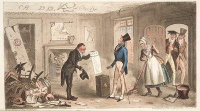 Conforts du collège, un étudiant de première année prenant possession de ses chambres, de The English Spy, publié en 1824 - Isaac Robert Cruikshank