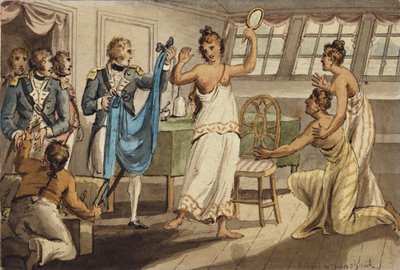 Otahitiano, illustration de "Les Voyages du Capitaine Cook" - Isaac Robert Cruikshank
