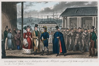 Splendid Jem parmi les condamnés dans le chantier naval de Chatham, Kent, 1821 - Isaac Robert Cruikshank