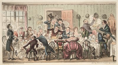 Le dîner ordinaire du dimanche des citoyens à la Gate House Highgate; ou, chaque cochon à sa pomme, de The English Spy, pub. 1824 - Isaac Robert Cruikshank