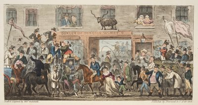 La Procession Comique de The English Spy, Gloucester à Berkeley - Isaac Robert Cruikshank