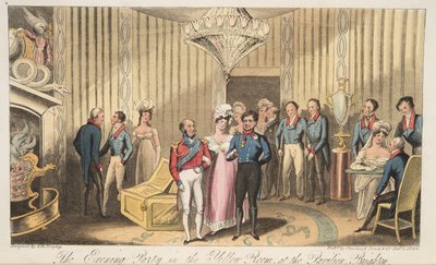 La soirée au Pavillon, Brighton, de The English Spy, pub. 1824 - Isaac Robert Cruikshank
