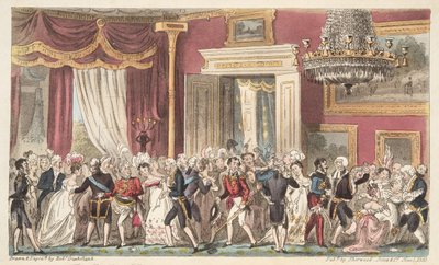 La soirée dans la salle circulaire; ou une bousculade au Carlton Palace, de The English Spy, pub. 1824 - Isaac Robert Cruikshank