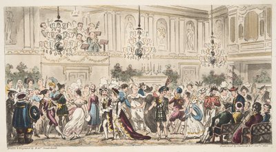 Le bal costumé aux Upper Rooms, Bath, de The English Spy, publié à Londres, 1824 - Isaac Robert Cruikshank