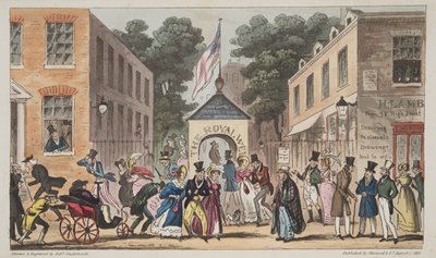 Les puits royaux, Cheltenham ou affections spasmodiques des eaux thermales, de The English Spy, pub. 1824 - Isaac Robert Cruikshank