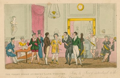 La salle verte au théâtre de Drury Lane, Londres - Isaac, Robert and George Cruikshank