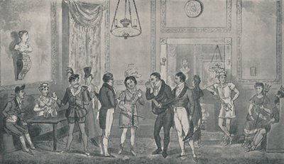 La salle verte au théâtre de Drury Lane, 1821, 1920 - Isaac, Robert and George Cruikshank