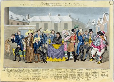 Le Mathew-Orama pour 1824, pub. par G. Humphrey, 1824 (gravure colorée) - Isaac, Robert and George Cruikshank