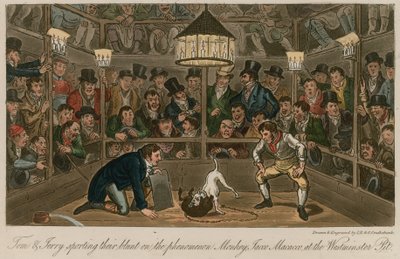 Tom et Jerry pratiquant leur blunt sur le phénomène Monkey, Jacco Macacco, au Westminster Pit - Isaac, Robert and George Cruikshank