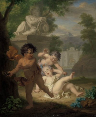 Trois enfants se disputant un nid d