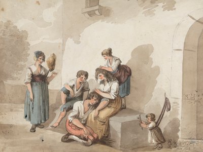 Après Pinnelli (Groupe de paysans devant une maison) - Isaac Weld
