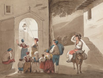 Après Pinnelli - Groupe de paysans devant une église - Isaac Weld