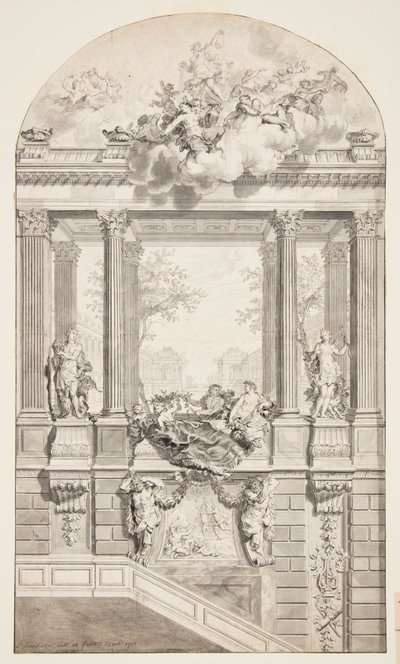 Design pour escalier, château de Voorst, La Haye, Pays-Bas - Isaac de Moucheron