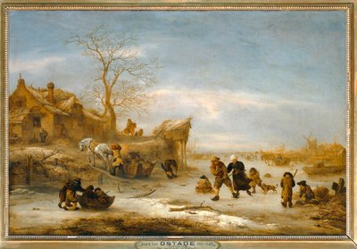 Canal gele avec couple patinant … - Isaack Jansz van Ostade