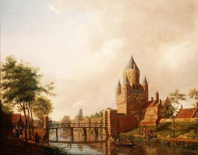 Vue de la Kleine Houtpoort à Haarlem avec la Grote Houtpoort en arrière-plan - Isaac Ouwater