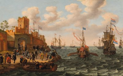 Un trois-mâts hollandais et une galère papale avec d