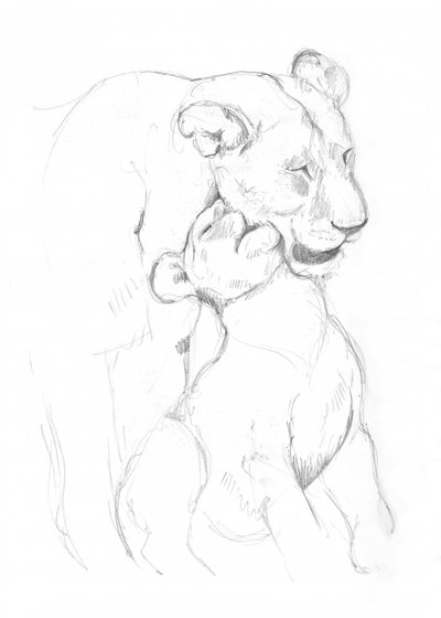 Lionne et lionceau - Isabelle Brent