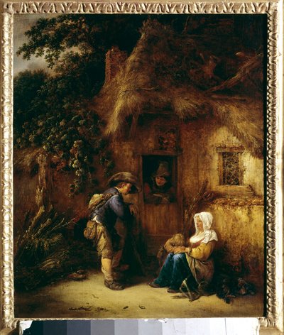 Conversation devant une maison paysanne - Isack van Ostade