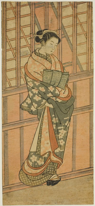 Courtisane devant une fenêtre grillagée - Ishikawa Toyonobu