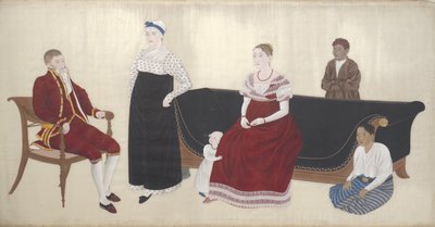 Portrait de la famille Cock Blomhoff, leur nourrice et deux serviteurs esclaves - Ishizaki Yushi (attributed to)