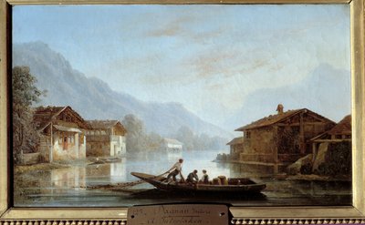 Pêcheurs suisses à Interlaken. Peinture d