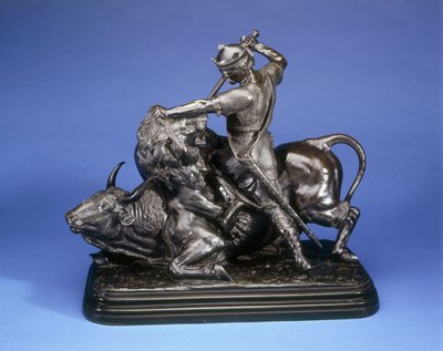 Un roi tuant un lion attaquant un taureau, vers 1874 - Isidore Jules Bonheur