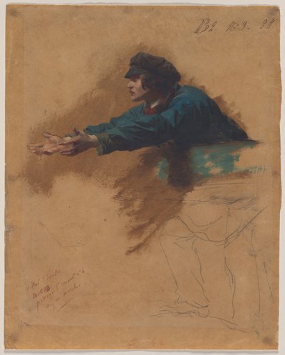 Jeune homme penché en avant avec les bras tendus..., vers 1851 - Isidore Pils