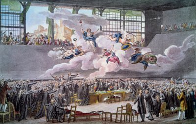 Révolution française : Le serment du Jeu de Paume le 20 juin 1789. Les députés jurent de ne pas se séparer avant qu