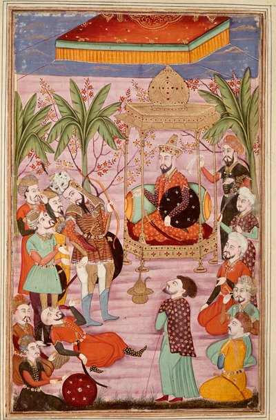 Art islamique : Le roi Keikaous ordonne la capture de Roustam Miniature persane d