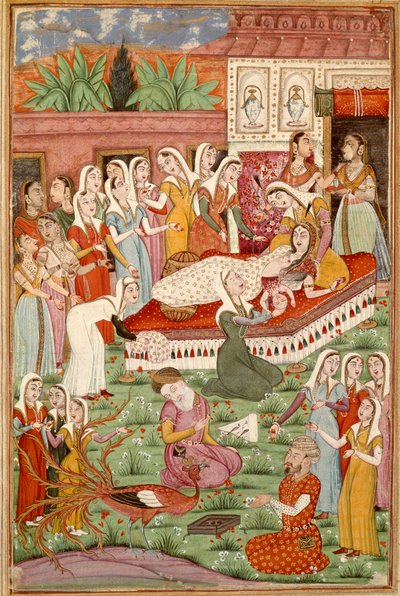Art islamique : La naissance par césarienne de Roustam Miniature persane d