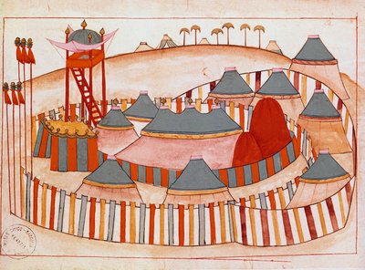 Camp militaire des Turcs Gouache sur papier de l
