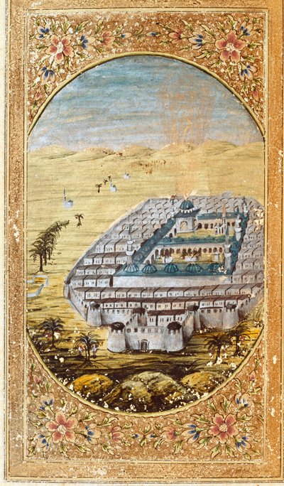 Vue de La Mecque, lieu de pèlerinage musulman, et des plaines du mont Arafat (Arafah), Arabie Saoudite. Page tirée d