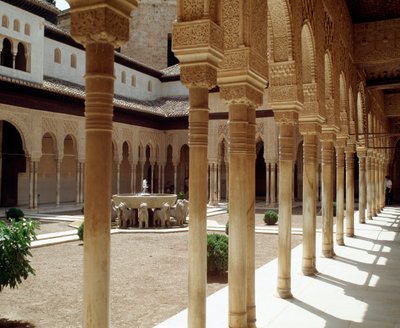 Vue de la Cour des Lions, cour principale du Palais Nasride des Lions - Islamic School