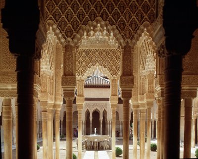 Vue de la Cour des Lions, cour principale du Palais Nasride des Lions - Islamic School