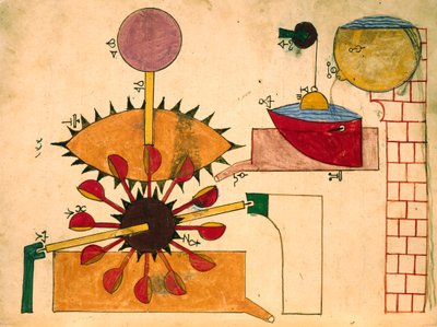 Horloge à eau, miniature, art islamique - Islamic School