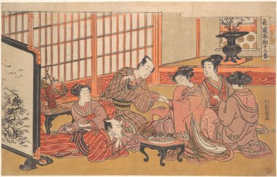 Une cérémonie de mariage simulée - Isoda Koryusai
