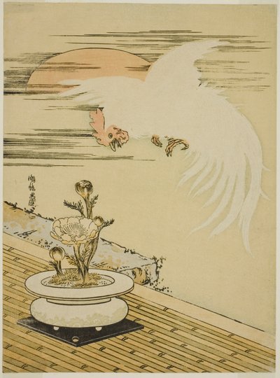 Coq volant au-dessus du pot d