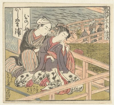 Couple amoureux sur une véranda - Isoda Koryusai
