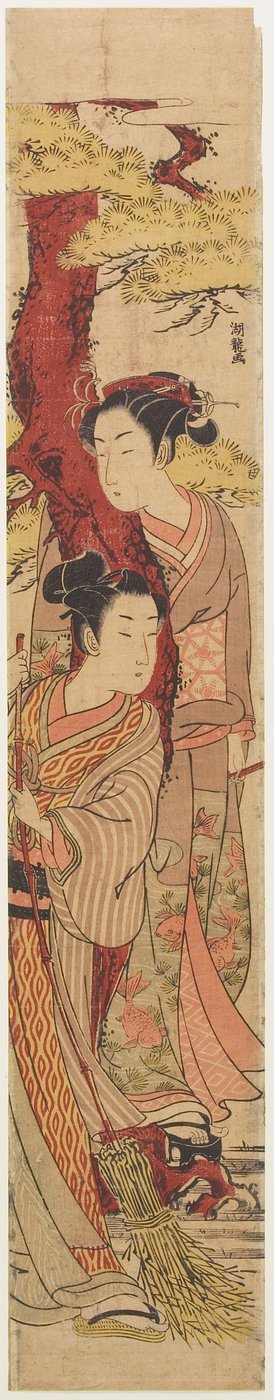 Amants sous un pin avec des genêts - Isoda Koryusai