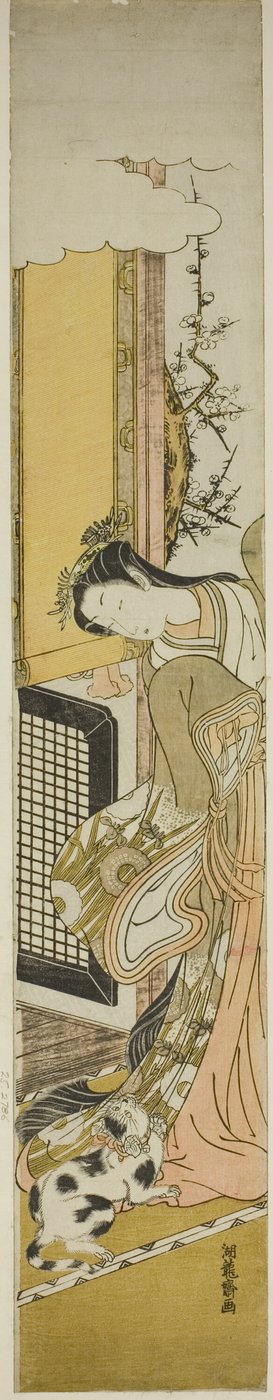Parodie de la troisième princesse et de son chat de compagnie - Isoda Koryusai