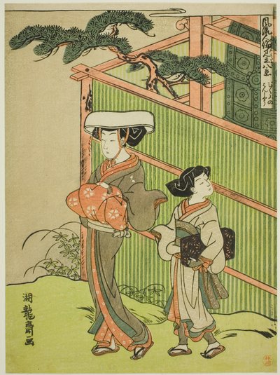 La cloche du soir de la nonne (Bikuni no bansho), de la série "Huit vues des relations humaines à la mode (Furyu jinrin mitate hakkei)" - Isoda Koryusai