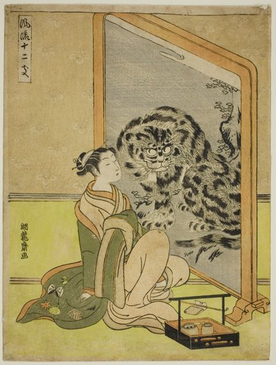 Tigre, de la série "Les douze signes du zodiaque à la mode (Furyu juni shi)" - Isoda Koryusai